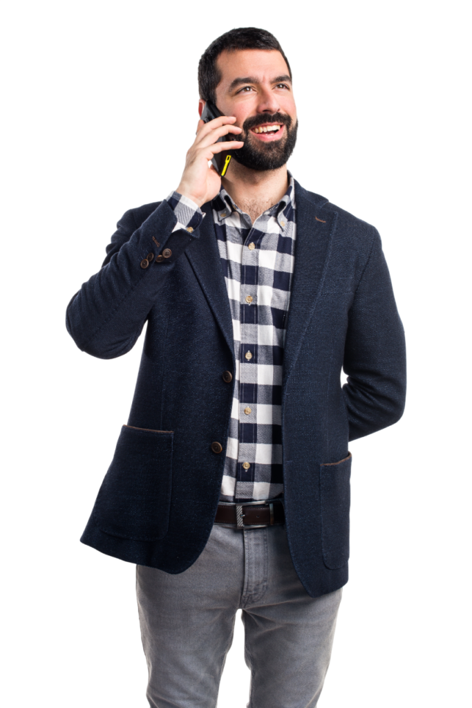 man talking mobile photoroom